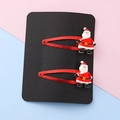 Set of two festive red glitter BB clips with resin Santa Claus for holiday hair styling - Hat Santa