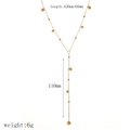 Detaillierte Größenparameter der 18K Gold Kugelkette Halskette mit verstellbarer Länge - Minimalistischer Kugel Y Form Langer Stil (TN3519)
