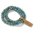 Three-layer stretch beaded bracelet with blue and yellow striped natural stone beads - 19cm 3-Piece Set - Blue Yellow Gemstone