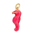 Pink and purple enamel seahorse pendant charm with gold plating for beach jewelry - Pink Seahorse