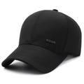Classic black men's baseball cap for elderly with side SPORT metal tag decoration - Adjustable / Black