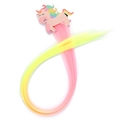 Rainbow colored hair extension for kids featuring a cartoon unicorn bow clip - 3# Unicorn - Pink Yellow Gradient