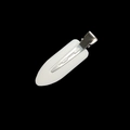 Minimalistische 6cm weiße matte Blatt-Haarklammer mit silberner Entenschnabel-Basis - Einzelstück / Weiß