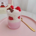 Handmade strawberry chocolate cream dessert scented soy candle in a glass jar - Strawberry Chocolate Cup - Strawberry Scent