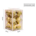 Set da 12 palline di Natale dorate con finiture glitterate, opache e lucide - 4cm (Confezione da 12) / Oro