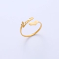 Anello aperto in acciaio al titanio oro rosa con cuore e incisione love da donna - Aperto Regolabile / Oro