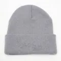 Detailed view of the grey ribbed knit beanie showing high-quality acrylic texture - L (54-60cm) / Light Gray