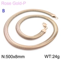 Minimalist 8mm flat snake bone titanium steel necklace in rose gold finish 500mm - 8mm Rose Gold 50cm