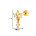 Gold-plated geometric cross earring with cubic zirconia and screw back design - Cross Dangle (0180-10# Gold)