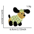 Cartoon dog embroidery patch in green sweater and hat with dimensions of 6.9 x 6.0 cm - Puppy Patch 13#