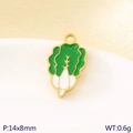 Enameled cabbage charm in green and white for DIY jewelry making, 14x8mm stainless steel - Cabbage (KLJ10792-ZLA)