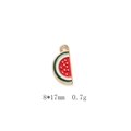 Detail of 8x17mm watermelon pendant with red enamel, green rind and golden frame - Watermelon Style (5#)