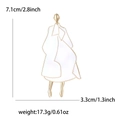 Broche en émail à la mode représentant une femme en manteau blanc avec bordure dorée - Blanc