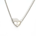 Polished silver heart pendant necklace featuring engraved letter Z on a delicate chain - Letter Z Heart Style (S143S-001-Z)