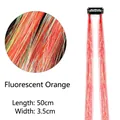 Fluorescent orange synthetic tinsel hair extension with 50cm length and metal clip - Fluorescent Orange