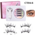 3D Magnetic Eyelashes Set CT04-6 with Pink Storage Box and Applicator Clip - CT04-6 with White V-Type Tweezer