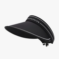 Black foldable sun visor with wide brim and white letter embroidery for women - One Size(Adjustable) / Black