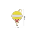 Yellow and white lollipop alloy charm with a red bow and detailed size measurements - 2357 Bow Lollipop