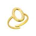 Anello regolabile in acciaio inossidabile placcato oro 18k con motivo ovale martellato - Stile Martellato Ovale