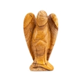 Natural yellow and brown striped stone angel statue hand-carved crystal figurine - Picture Jasper