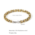 Men's two-tone silver and gold stainless steel curb chain bracelet, 20cm length - Length 20cm Width 5mm / Gold and Silver Two-tone