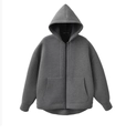 Detailed view of the dark grey hooded jacket with front pockets and sturdy metal zipper - XS / Dark Gray