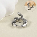 Vintage stainless steel snake hoop earrings with detailed scale texture and 9.5mm inner diameter - Coiled Snake