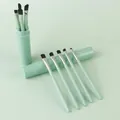 Mint green 5-piece makeup brush set with matching storage tube and soft synthetic bristles - 5-Piece Set With Tube / Green