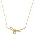 Elegante collana a fiocco placcata in oro con pendente in zirconi su catena box - Oro
