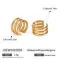 Waterproof gold stainless steel multi-layer ear cuff set with low-allergy finish - Gold (JDEW2410038)