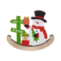 Pupazzo di neve a dondolo in legno natalizio con scritta Let It Snow e albero - Pupazzo di Neve