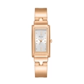 Orologio al quarzo rettangolare elegante in oro rosa da donna con quadrante argento e cinturino - Oro Rosa Bianco