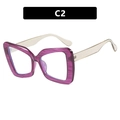 Gafas poligonales de gran tamaño con montura de madera púrpura y patillas amarillas - Grano de Madera Púrpura Gran Marco / Púrpura Transparente Lente Clara