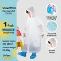 White semi-transparent EVA rain poncho for kids, waterproof hooded design for 100-150cm height - Children's Upgraded / Snow White