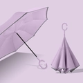 Double-layer purple inverted umbrella with windproof C-shaped handle for hands-free use - Taro Purple - Manual Inverted