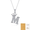 925 silver M-letter necklace with mini crown and GRA moissanite certificate - Letter M (with GRA Certificate)