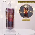 Christmas LED candle with cartoon bear pattern 18cm tall in warm glowing lighting - Bear