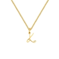 Golden heart-accented cursive letter K pendant necklace for women in minimalist style - Letter K (XL-82-4)