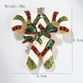 Christmas candy cane brooch with red and green rhinestones and white enamel finish - xz4895 Green Christmas Shoes