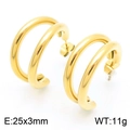 Polierte goldene Doppelring-Ohrringe aus Edelstahl, Größe 25x3mm, Gewicht 11g - Gold
