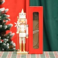 Casse-noisette de 36cm en bois blanc et or avec sceptre flocon et boîte cadeau - 36CM / Flocon de neige doré scintillant