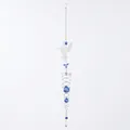 Silver spiral suncatcher with blue crystal beads and hummingbird ornament - 59cm/128g / Blue