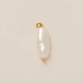 Detail of a white baroque pearl pendant with 18K gold-plated ring and bead accents - Long Artificial Pearl Pendant Only (Without Chain)