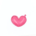 Pink heart-shaped PU leather keychain with stitched edges and a metal ring - Without Buckle / Rose Red