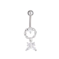 Silver butterfly belly button ring with sparkling zircon stones on a white background - Butterfly Style (3428)