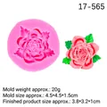 Rose flower silicone mold for cake decor and candles, 4.5x4.5x1.5cm size - 6#17-565 Rose / Pink