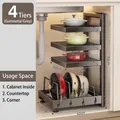 Adjustable 4-tier kitchen pot rack in gun grey metal for under-sink cabinet storage - 4-Tier Heightened / Gunmetal
