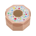 Octagonal pink gift box with transparent window and colorful polka dots for sweets - Light Pink