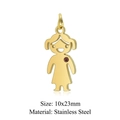 Polierter goldener Edelstahl-Mädchenanhänger mit kleinem lila Edelstein für Kinder - Mädchen mit Rotem Strass Anhänger (Pendant Only) (JA429-2-2)