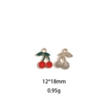Detail of cherry alloy pendant showing enamel front and textured back with 12x18mm size - Cherry Pendant #11 (12*18mm)